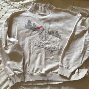 American Eagle Skeleton Sledding Graphic Sweatshirt
